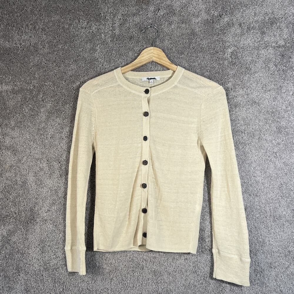 Madewell Rumi Cardigan Sweater Women’s Medium Beige Linen Blend Long Sleeve